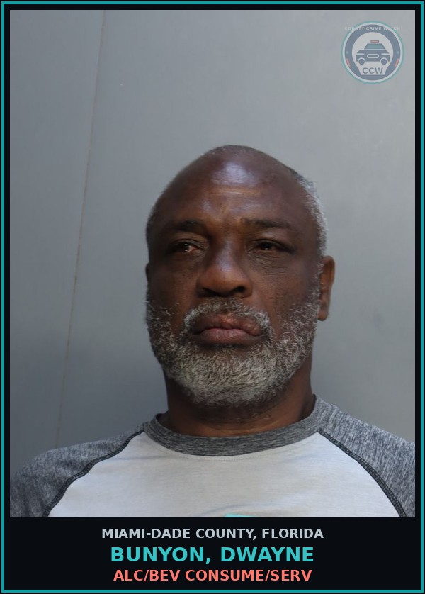 Booking mugshot of BUNYON, DWAYNE in Miami-Dade County