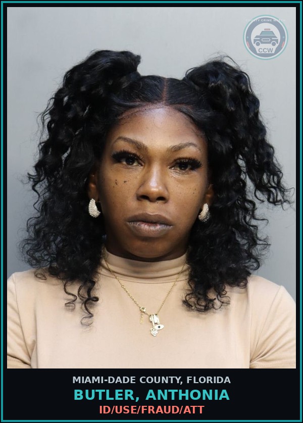 Booking mugshot of BUTLER, ANTHONIA in Miami-Dade County