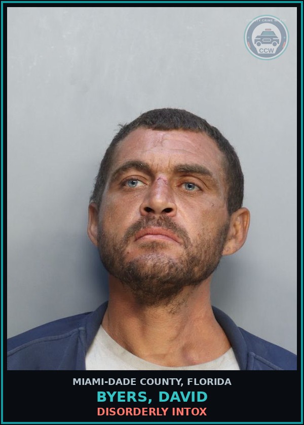 Booking mugshot of BYERS, DAVID in Miami-Dade County