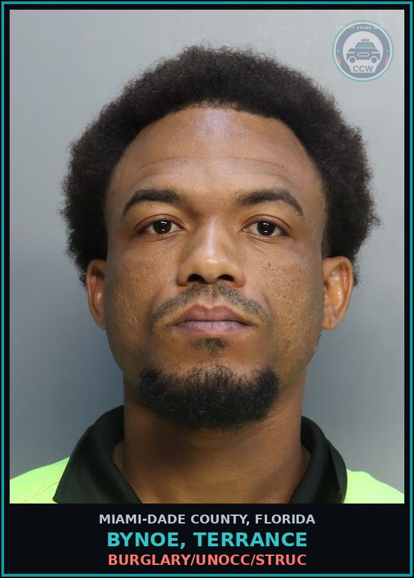 Booking mugshot of BYNOE, TERRANCE in Miami-Dade County