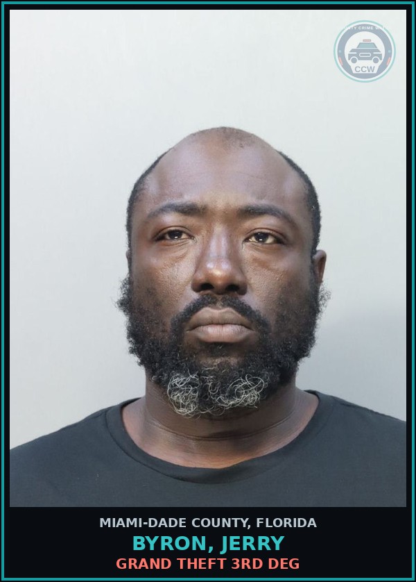 Booking mugshot of BYRON, JERRY in Miami-Dade County
