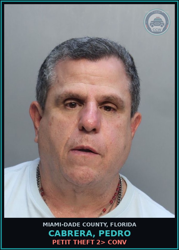 Booking mugshot of CABRERA, PEDRO in Miami-Dade County