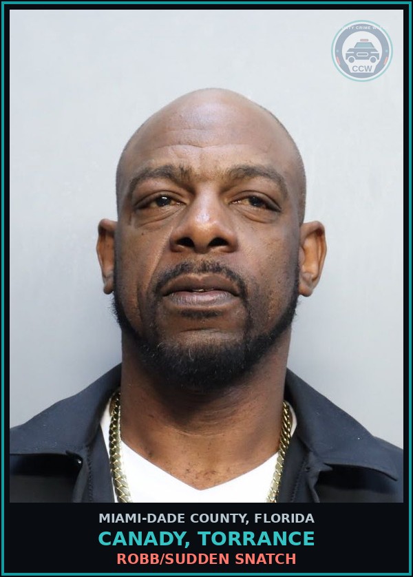 Booking mugshot of CANADY, TORRANCE in Miami-Dade County