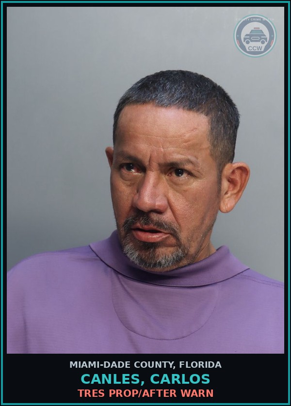 Booking mugshot of CANLES, CARLOS in Miami-Dade County