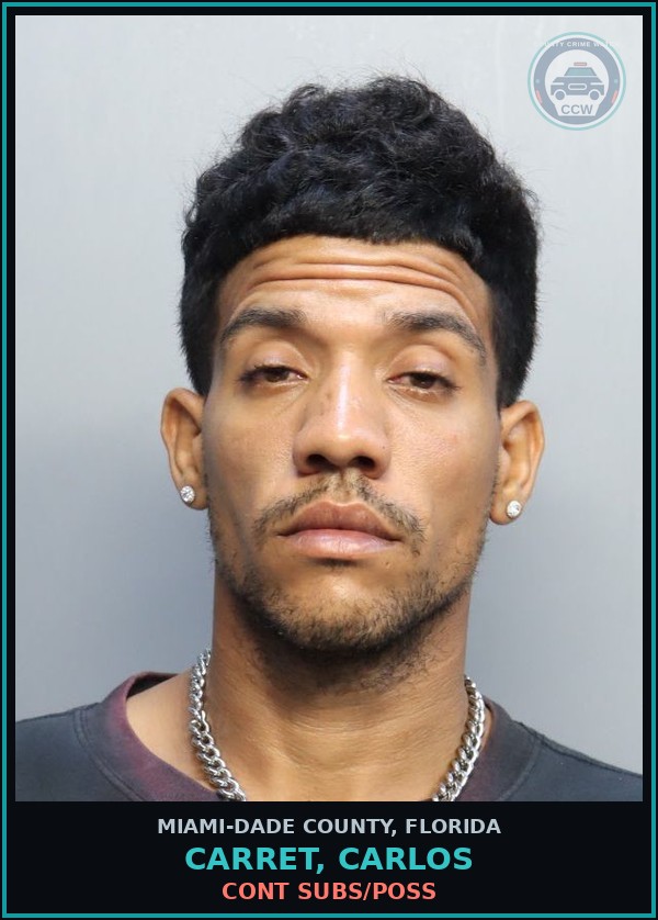 Booking mugshot of CARRET, CARLOS in Miami-Dade County