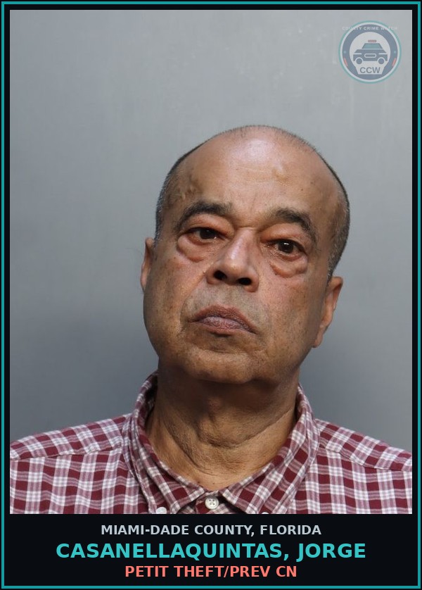 Booking mugshot of CASANELLAQUINTAS, JORGE in Miami-Dade County