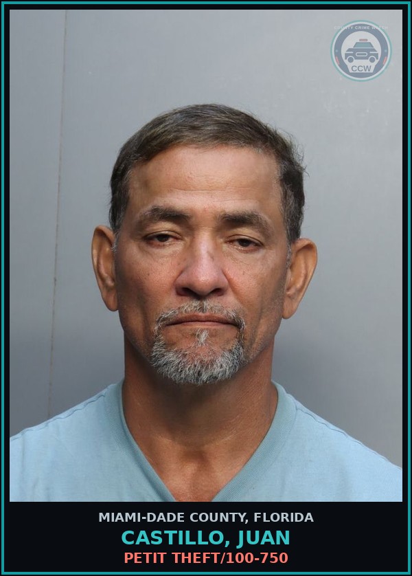 Booking mugshot of CASTILLO, JUAN in Miami-Dade County