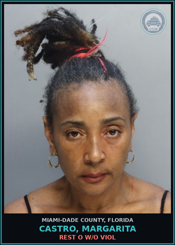 Booking mugshot of CASTRO, MARGARITA in Miami-Dade County