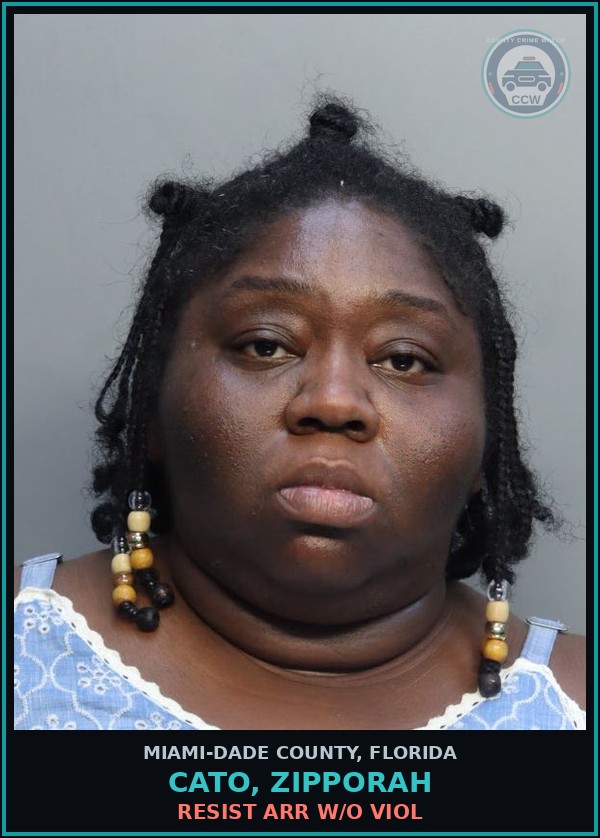Booking mugshot of CATO, ZIPPORAH in Miami-Dade County