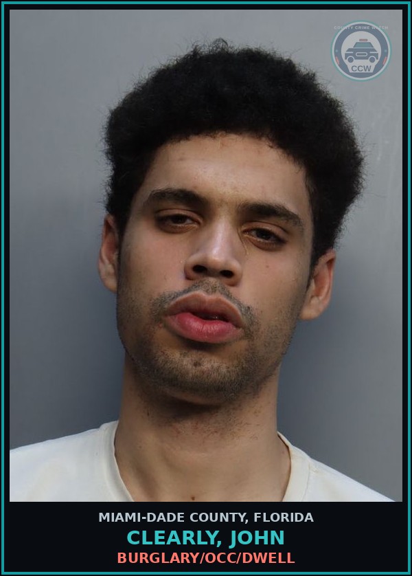 Booking mugshot of CLEARLY, JOHN in Miami-Dade County