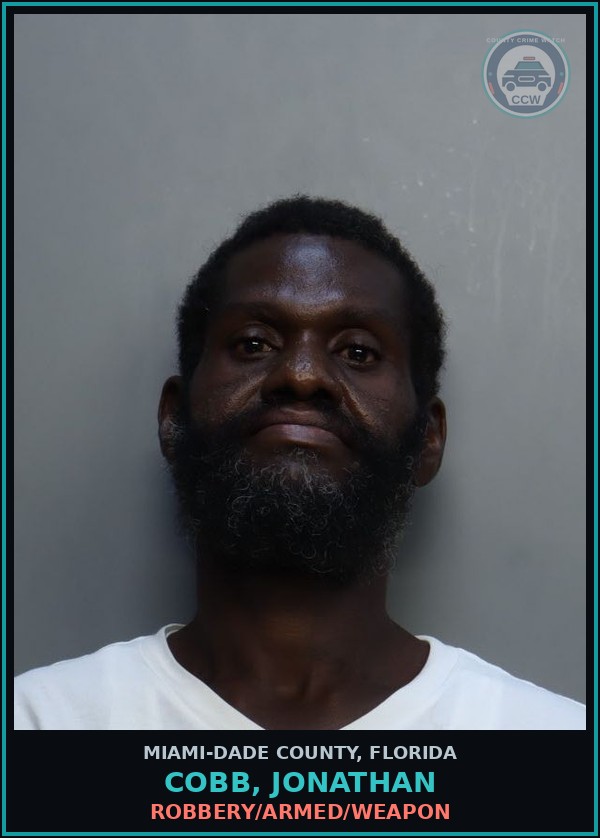 Booking mugshot of COBB, JONATHAN in Miami-Dade County