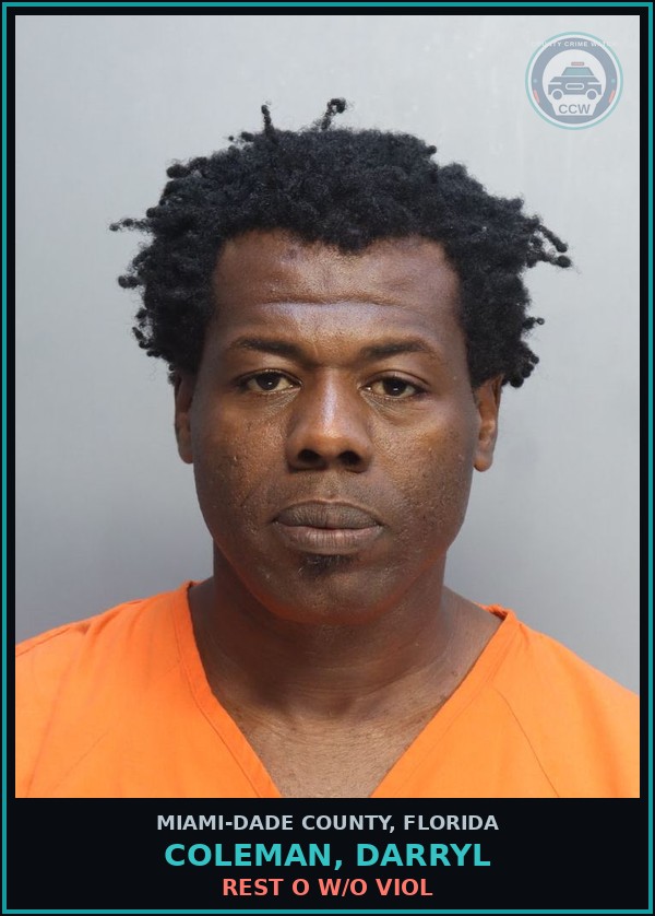 Booking mugshot of COLEMAN, DARRYL in Miami-Dade County
