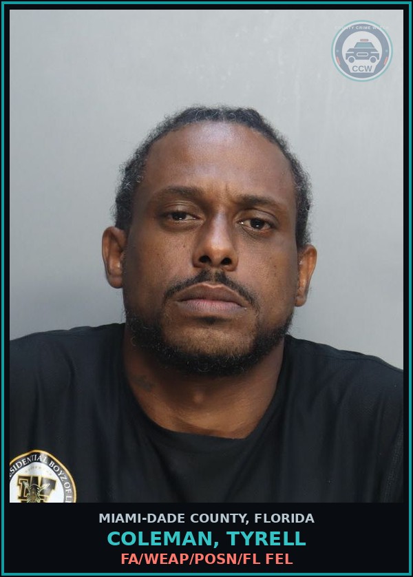 Booking mugshot of COLEMAN, TYRELL in Miami-Dade County