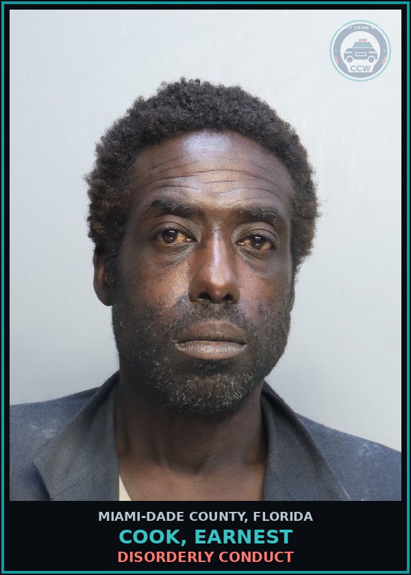 Booking mugshot of COOK, EARNEST in Miami-Dade County