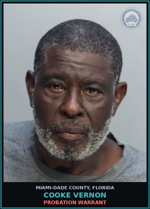Booking mugshot of COOKE VERNON in Miami-Dade County