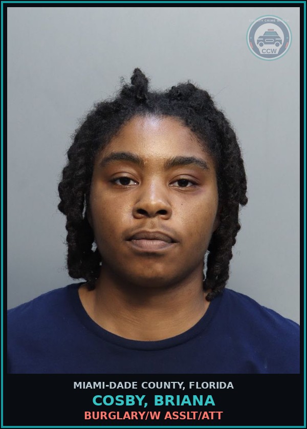 Booking mugshot of COSBY, BRIANA in Miami-Dade County
