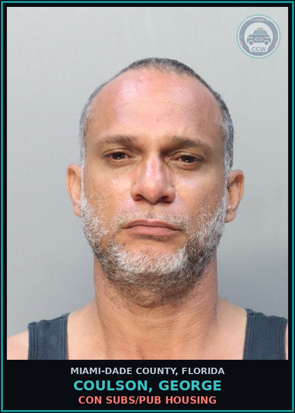 Booking mugshot of COULSON, GEORGE in Miami-Dade County