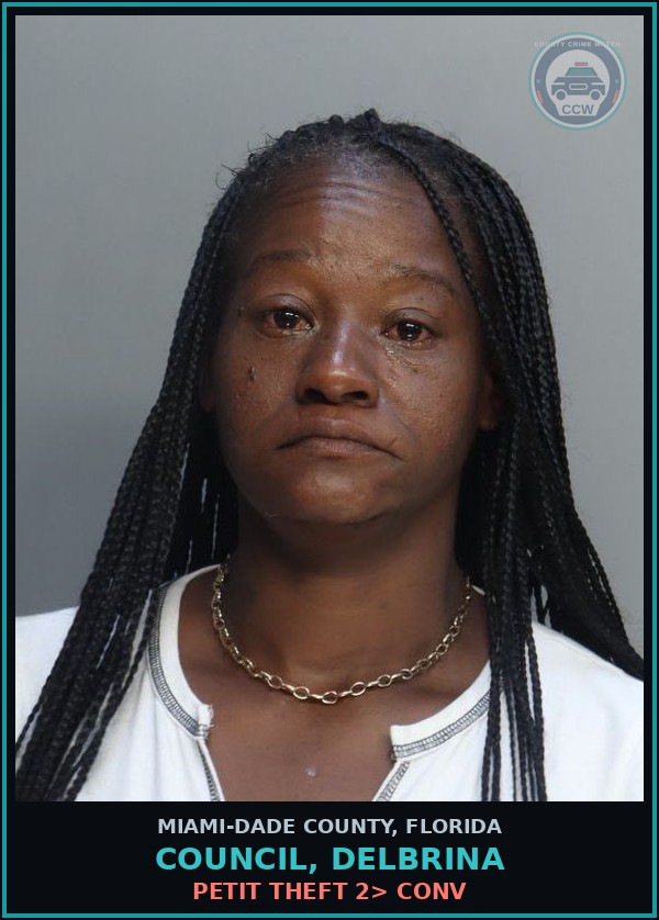 Booking mugshot of COUNCIL, DELBRINA in Miami-Dade County