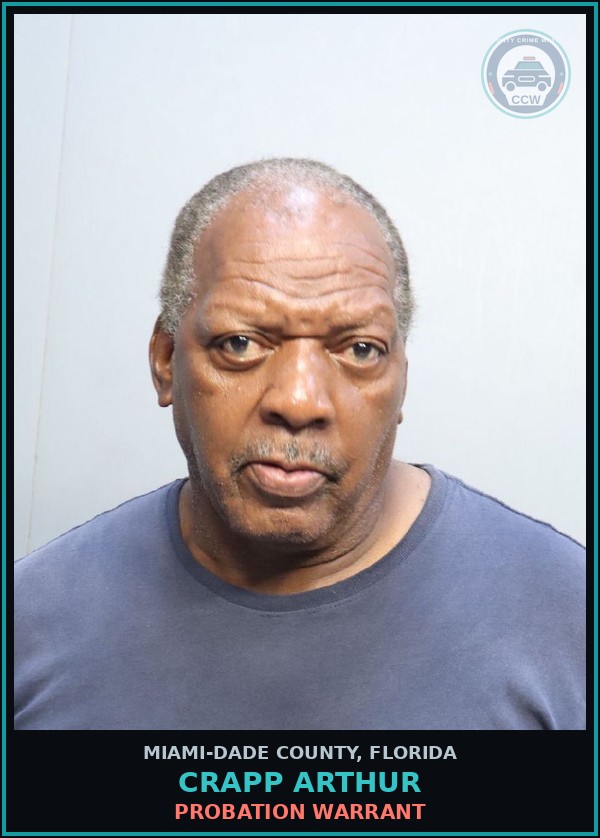 Booking mugshot of CRAPP ARTHUR in Miami-Dade County