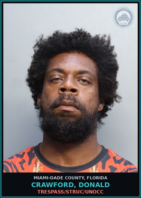 Booking mugshot of CRAWFORD, DONALD in Miami-Dade County