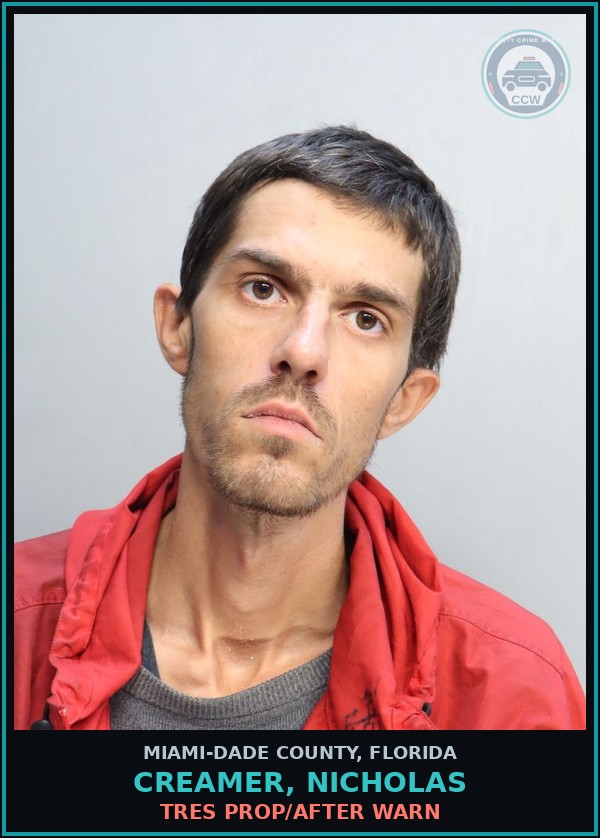 Booking mugshot of CREAMER, NICHOLAS in Miami-Dade County