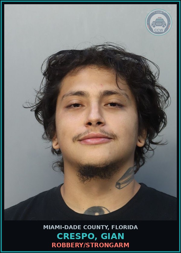 Booking mugshot of CRESPO, GIAN in Miami-Dade County