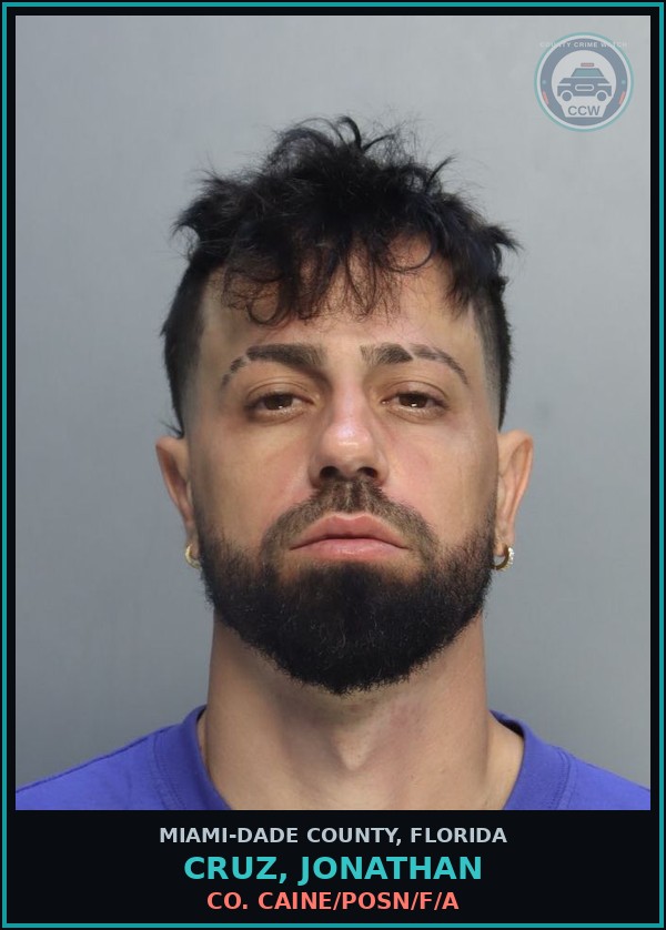 Booking mugshot of CRUZ, JONATHAN in Miami-Dade County
