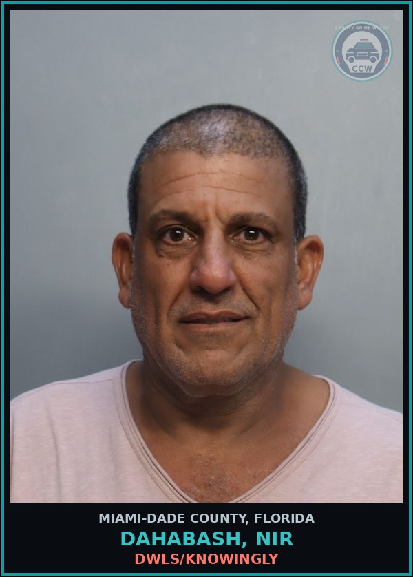 Booking mugshot of DAHABASH, NIR in Miami-Dade County