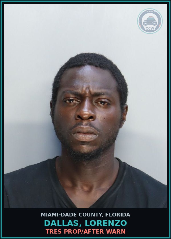 Booking mugshot of DALLAS, LORENZO in Miami-Dade County