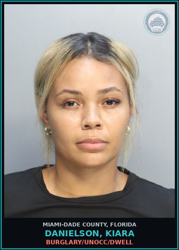 Booking mugshot of DANIELSON, KIARA in Miami-Dade County