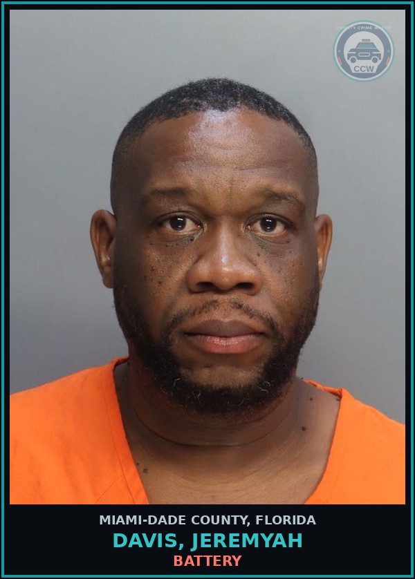 Booking mugshot of DAVIS, JEREMYAH in Miami-Dade County