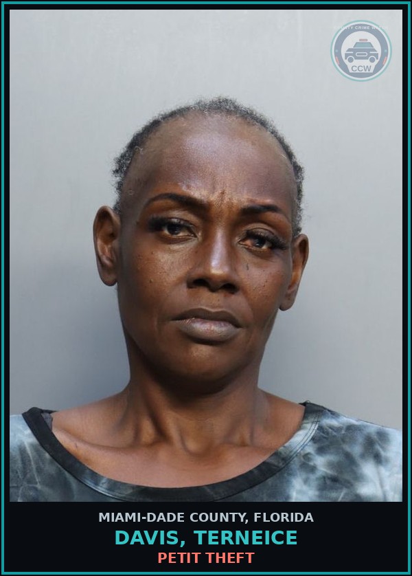Booking mugshot of DAVIS, TERNEICE in Miami-Dade County