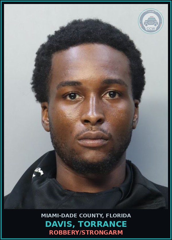 Booking mugshot of DAVIS, TORRANCE in Miami-Dade County