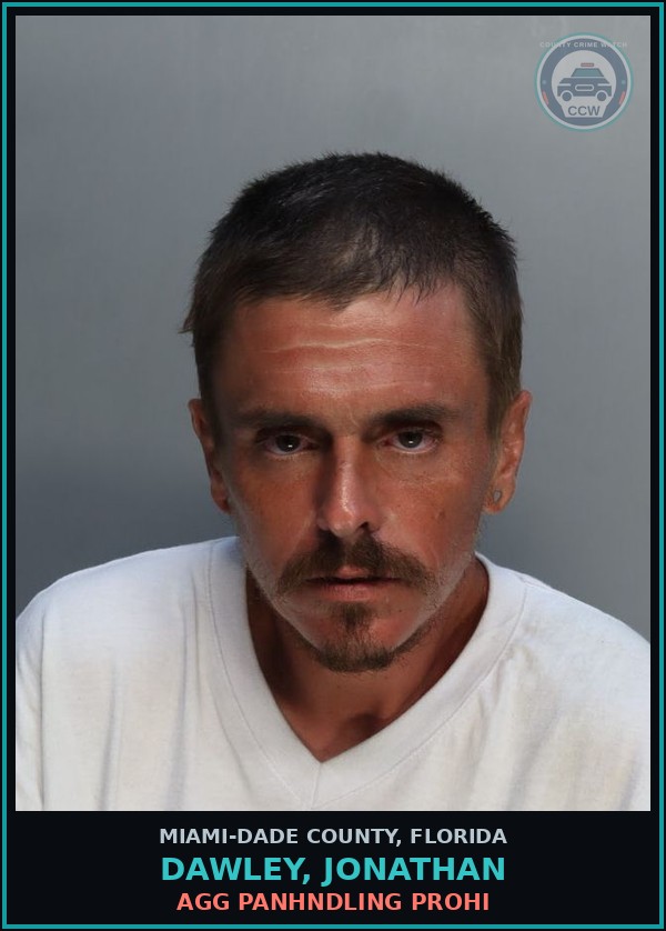 Booking mugshot of DAWLEY, JONATHAN in Miami-Dade County