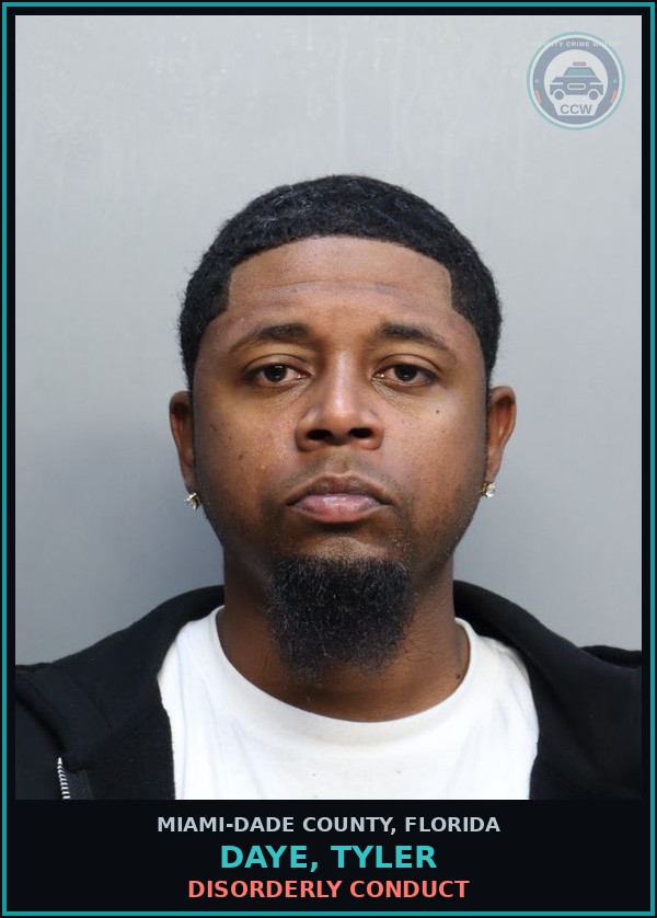 Booking mugshot of DAYE, TYLER in Miami-Dade County