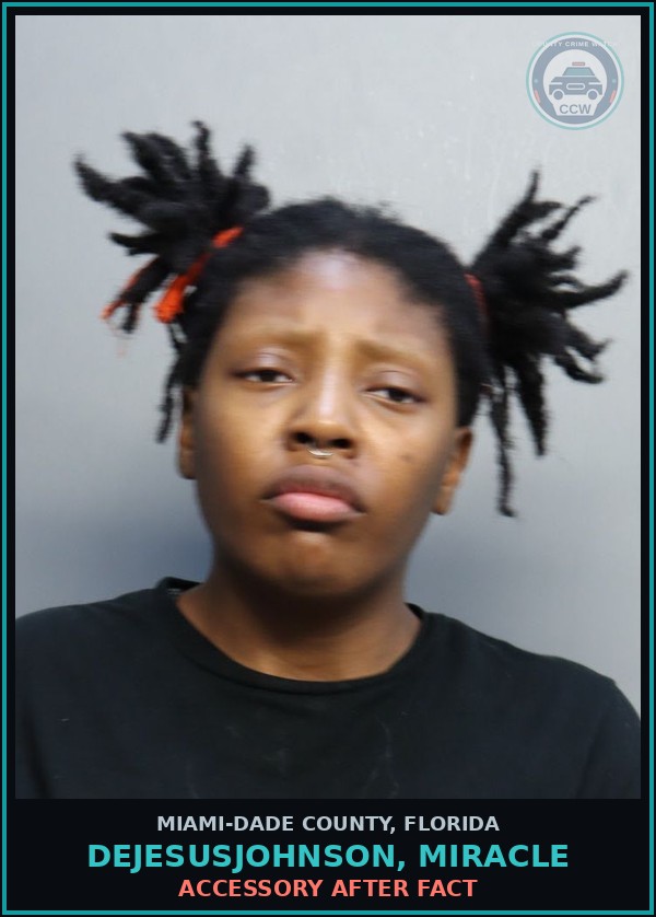 Booking mugshot of DEJESUSJOHNSON, MIRACLE in Miami-Dade County