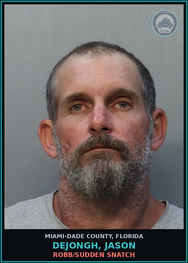 Booking mugshot of DEJONGH, JASON in Miami-Dade County