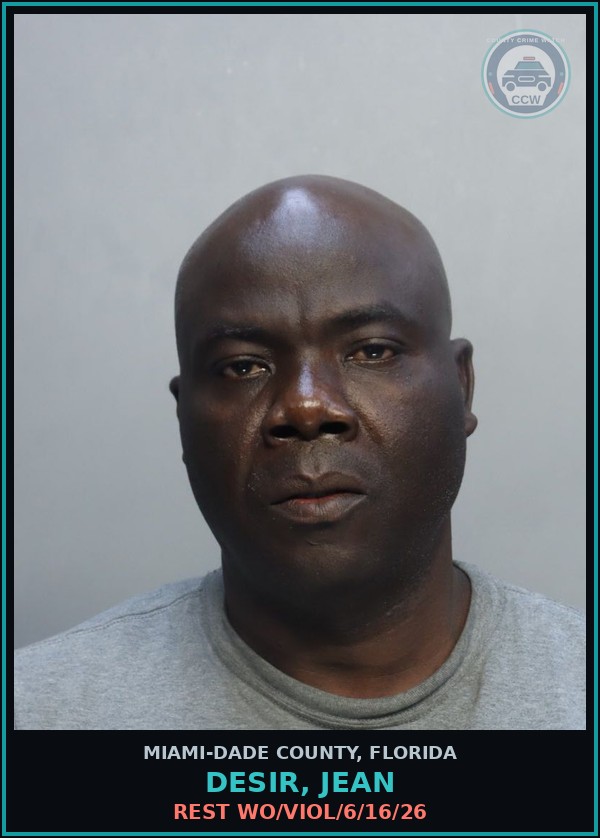 Booking mugshot of DESIR, JEAN in Miami-Dade County