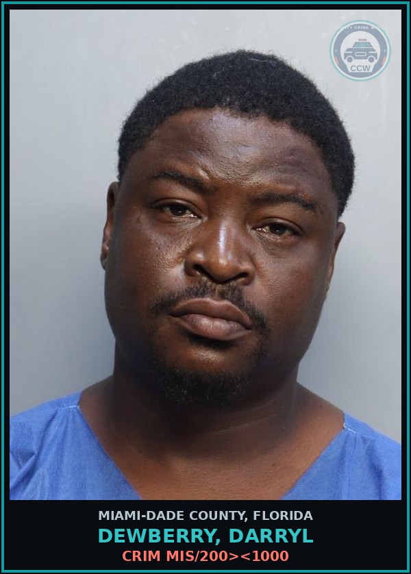 Booking mugshot of DEWBERRY, DARRYL in Miami-Dade County