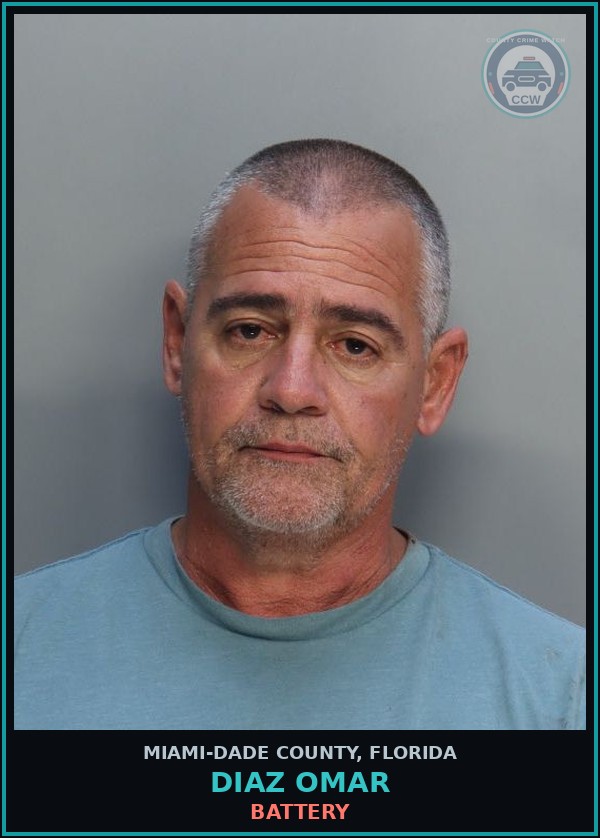 Booking mugshot of DIAZ OMAR in Miami-Dade County
