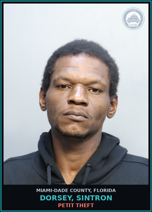 Booking mugshot of DORSEY, SINTRON in Miami-Dade County