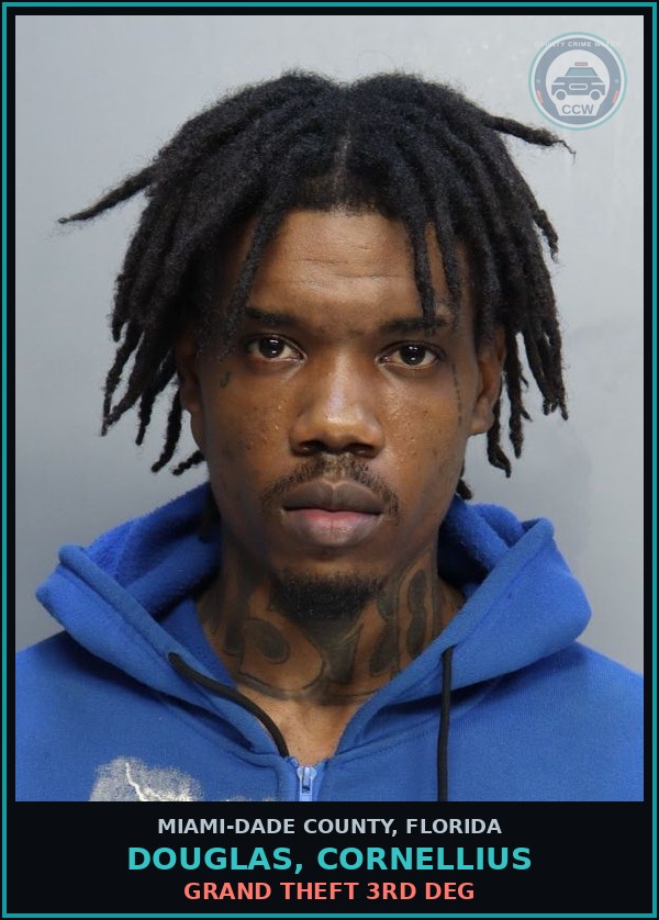 Booking mugshot of DOUGLAS, CORNELLIUS in Miami-Dade County