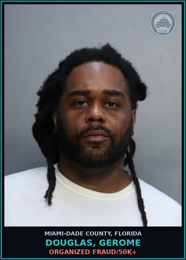 Booking mugshot of DOUGLAS, GEROME in Miami-Dade County