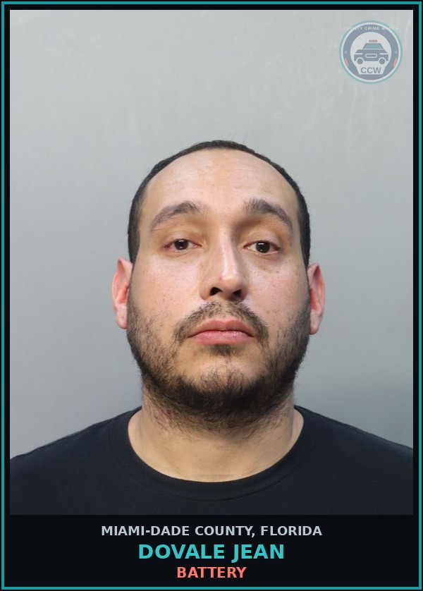 Booking mugshot of DOVALE JEAN in Miami-Dade County