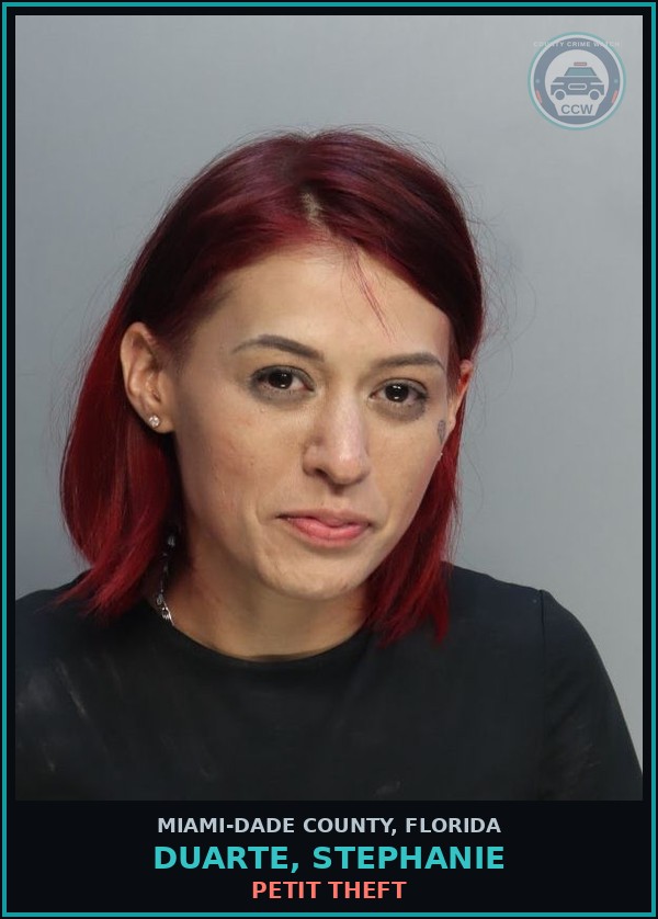 Booking mugshot of DUARTE, STEPHANIE in Miami-Dade County
