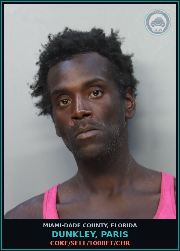 Booking mugshot of DUNKLEY, PARIS in Miami-Dade County
