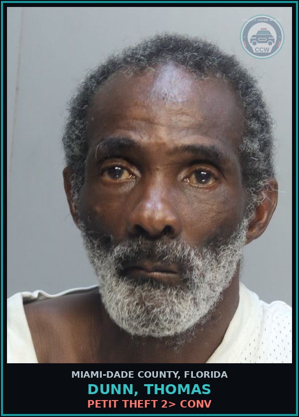 Booking mugshot of DUNN, THOMAS in Miami-Dade County