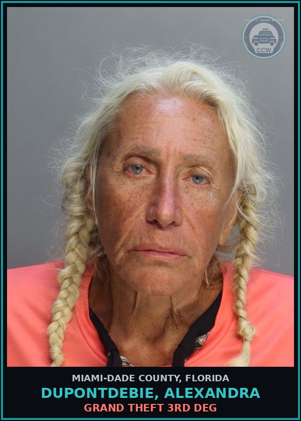 Booking mugshot of DUPONTDEBIE, ALEXANDRA in Miami-Dade County