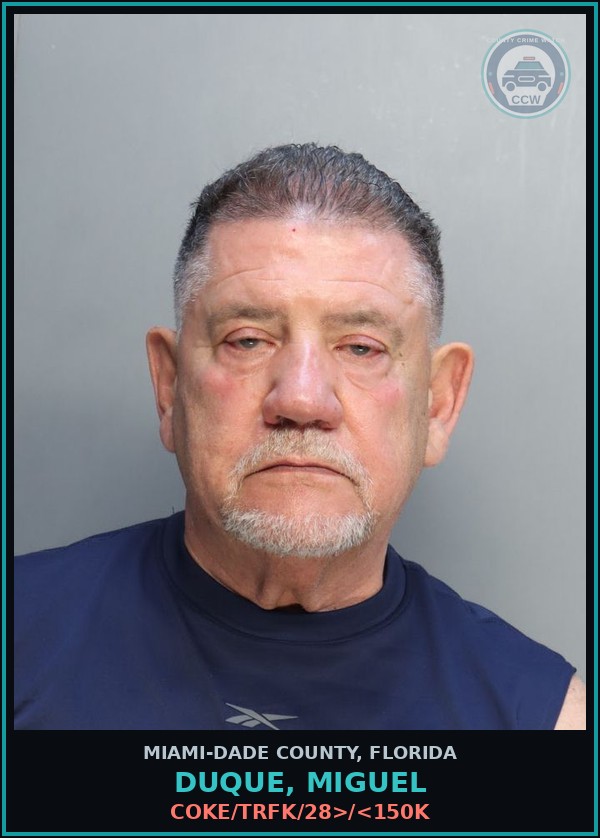 Booking mugshot of DUQUE, MIGUEL in Miami-Dade County