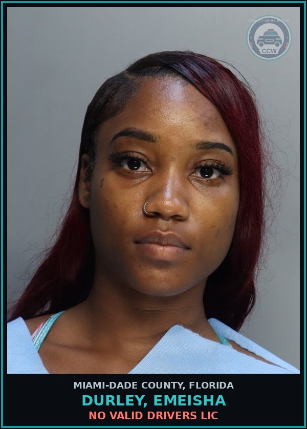 Booking mugshot of DURLEY, EMEISHA in Miami-Dade County